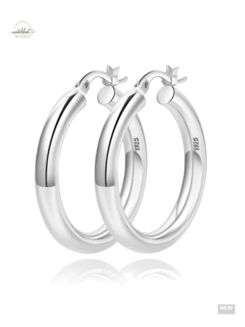 4mm Thick Gold Chunky Hoop Earrings Sterling Silver Post Hollow Tube